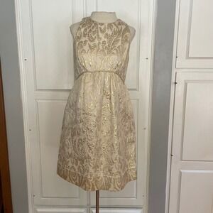 Shoshanna Gold Brocade‎ Sleeveless A Line Knee Length Dress Size 8